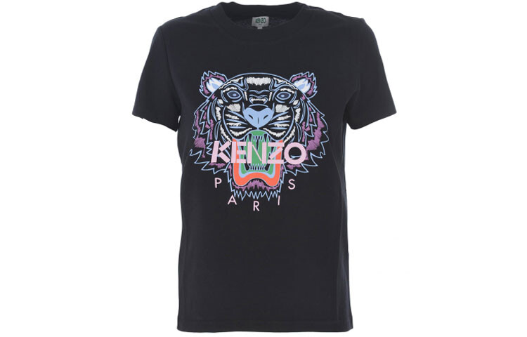 

Футболка женская Kenzo, черный / розово-фиолетовый
