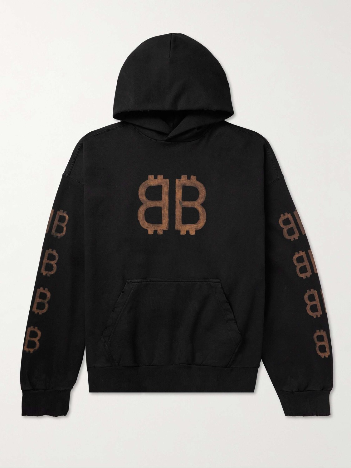 

Худи из отбеленного хлопкового джерси с принтом Crypto Logo BALENCIAGA, черный