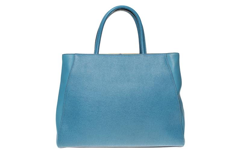 FENDI Кожаная сумка-шоппер среднего размера женская синяя — фото 4