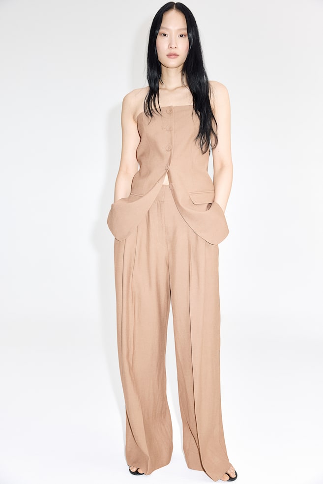 

Широкие брюки из льняной смеси H&M, бежевый