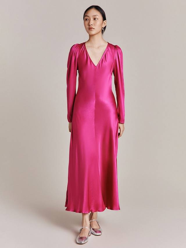 

Атласное платье этта миди Ghost, цвет Bright Pink