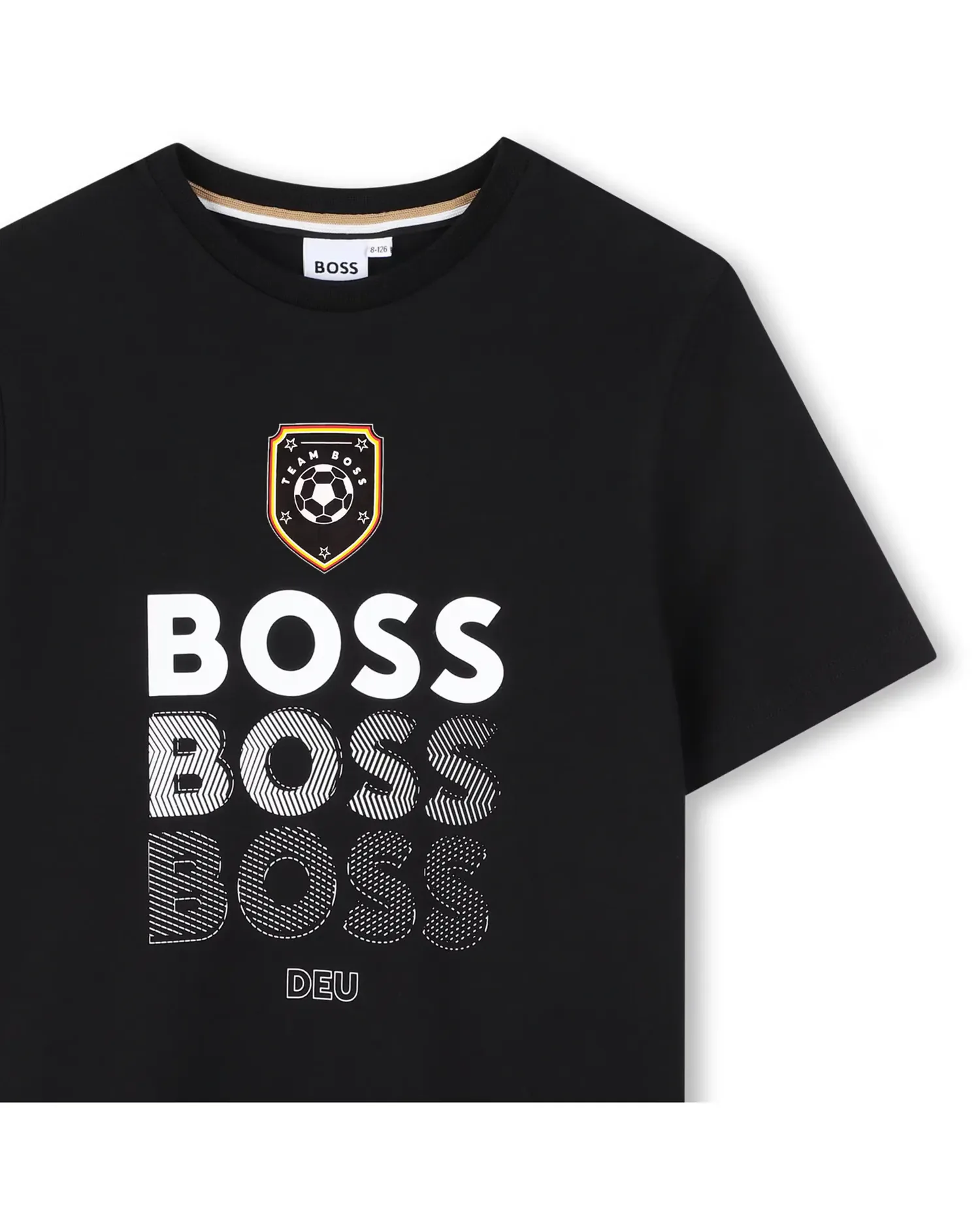 Футболка для мальчика с короткими рукавами с рисунком спереди из хлопка BOSS Kidswear, черный — фото 2