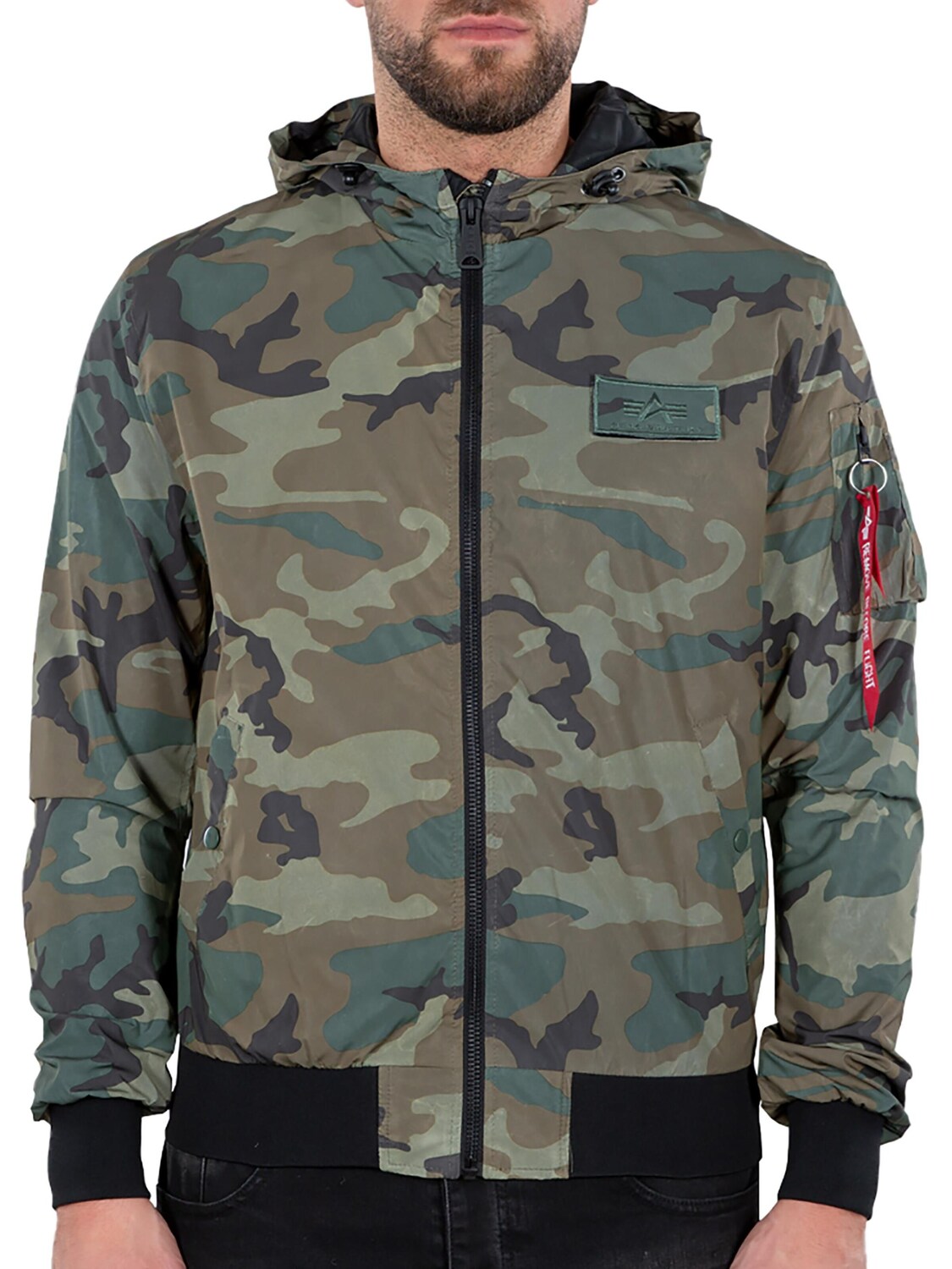 

ALPHA INDUSTRIES Куртка межсезонная 'MA-1 LW Hooded Refl', мультиколор