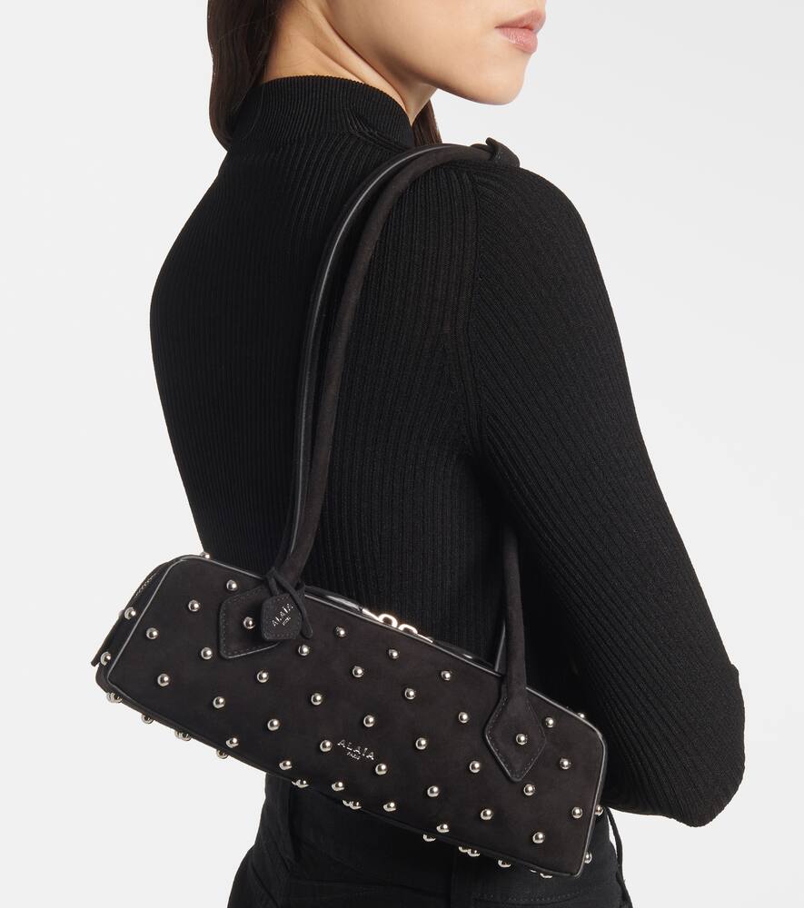 Маленькая кожаная сумка через плечо Le Teckel с шипами Alaïa, Noir — фото 2