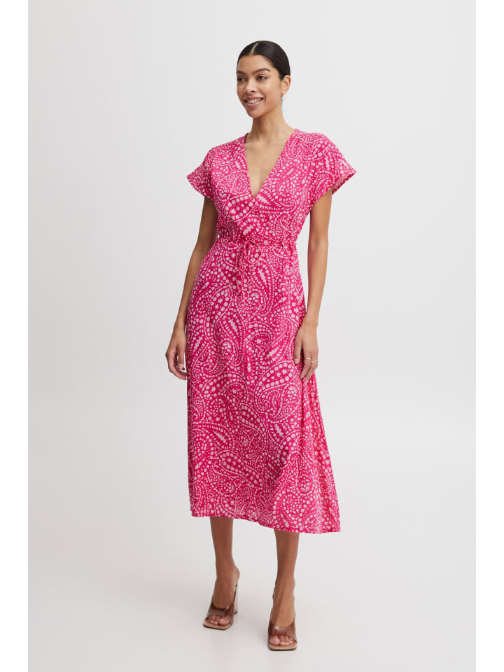 

Короткое платье b.young Blusenkleid BYIMILLA DR - 20812953 Langes Kleid mit Bindeband, розовый