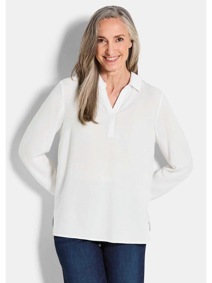 

Блузка без застежки: классическая вискозная блузка с воротником-стойкой белого цвета. GOLDNER