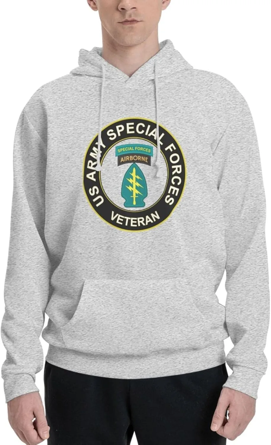 Толстовка Airborne Veteran Special Forces с капюшоном и карманом Generic, серый