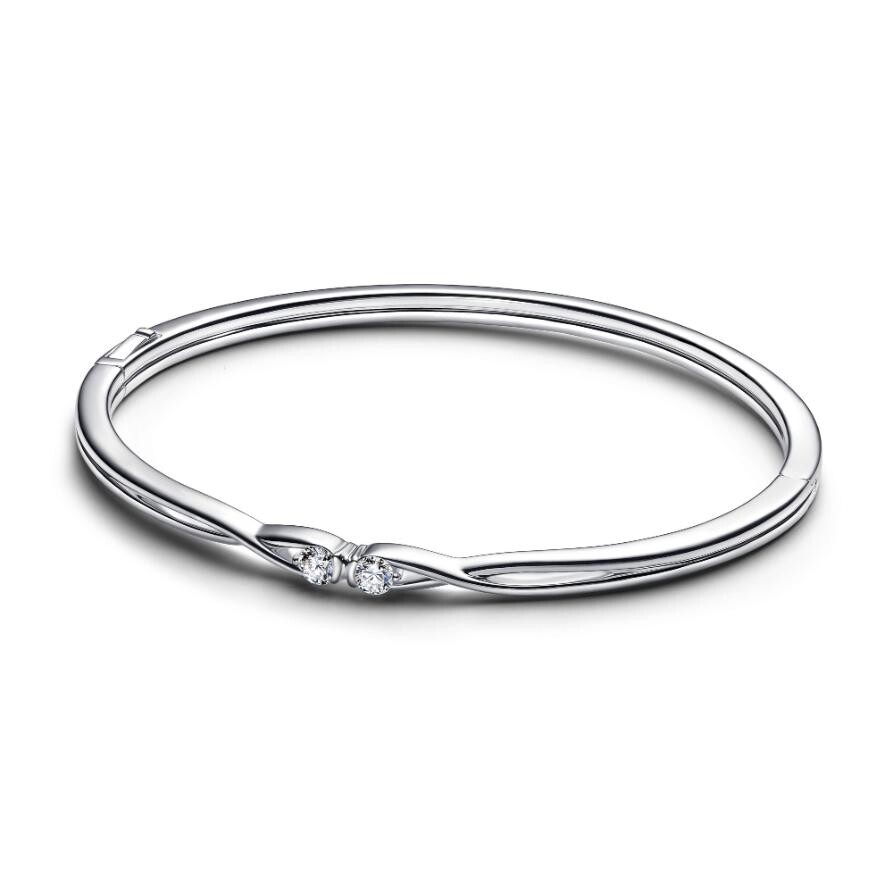 

Браслет Pandora Infinite Sterling Silver Double Facing Lab-Grown Diamond Bangle, стерлинговое серебро