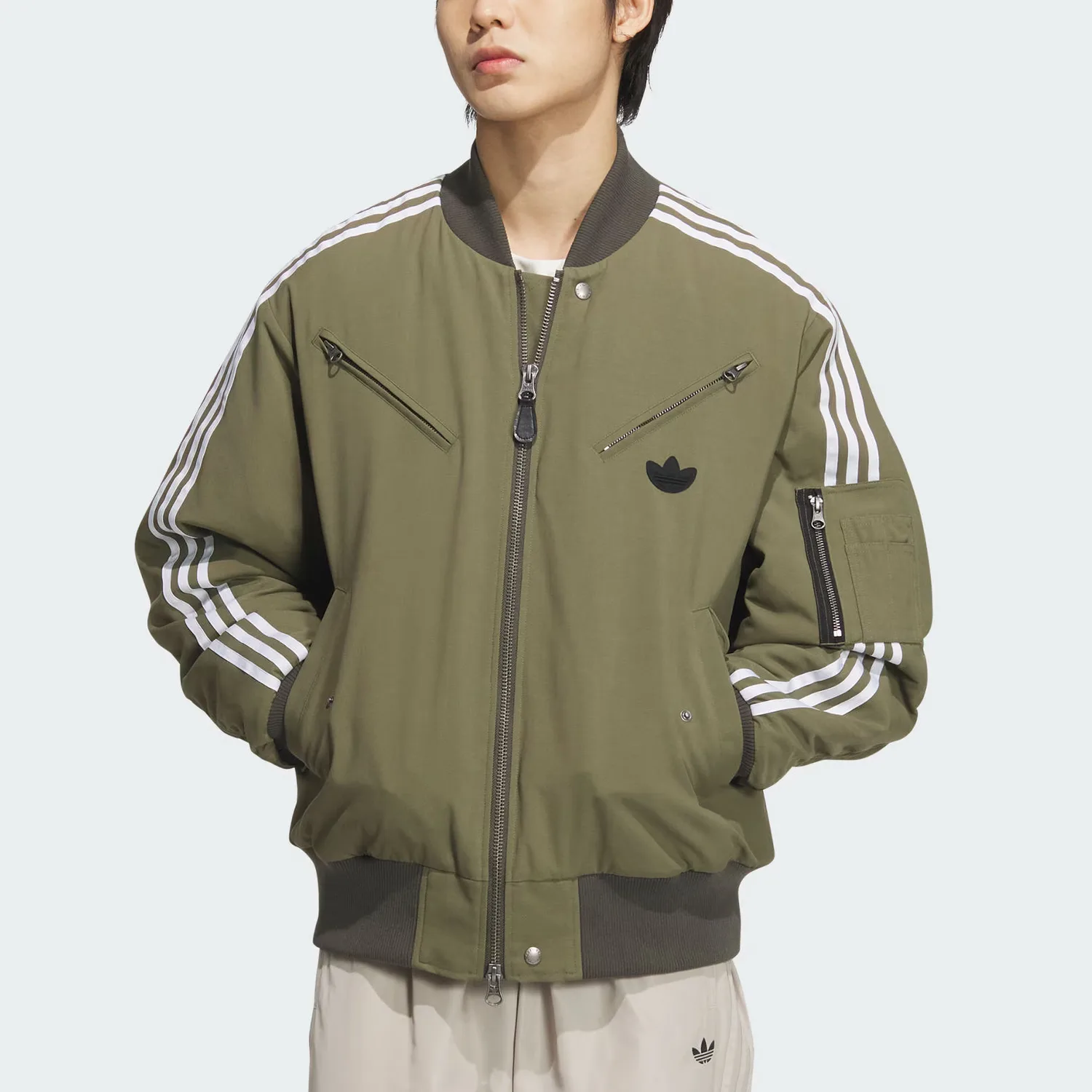 Adidas Originals Утепленная куртка-пуховик мужская Strata оливковый зеленый/голубой — фото 3
