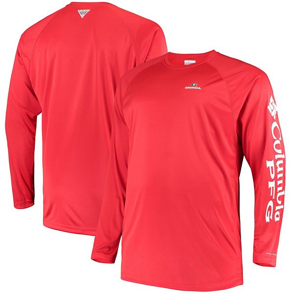 

Мужская футболка с длинным рукавом columbia red georgia bulldogs big & tall terminal tackle omni-shade Columbia Pfg