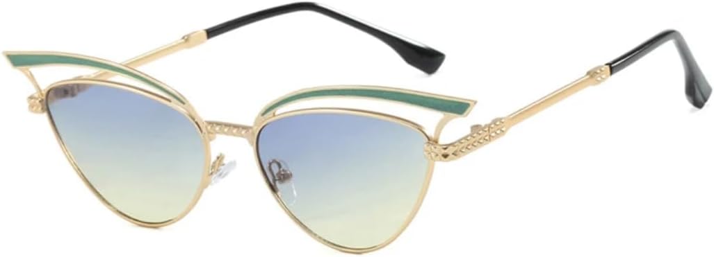 

Ретро-солнцезащитные очки «кошачий глаз» с ажурной отделкой, модные женские солнцезащитные очки класса люкс, мужские солнцезащитные очки с защитой от УФ-излучения UV400 VVTWSSW, Gold Green Yellow