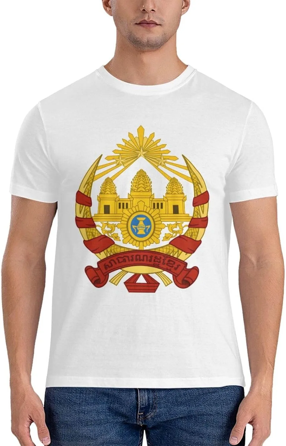 

Футболка Cotton Casual с гербом Кхмерской Республики WXENAIEDK