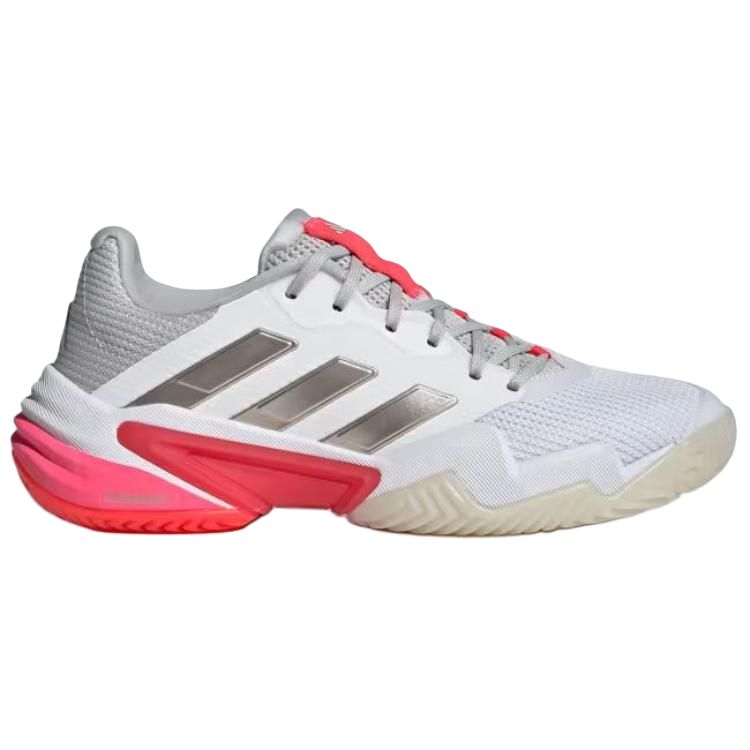 

Adidas Barricade 13 Cloud White Champagne Met. Lucid Red Женская футболка Белая Красная