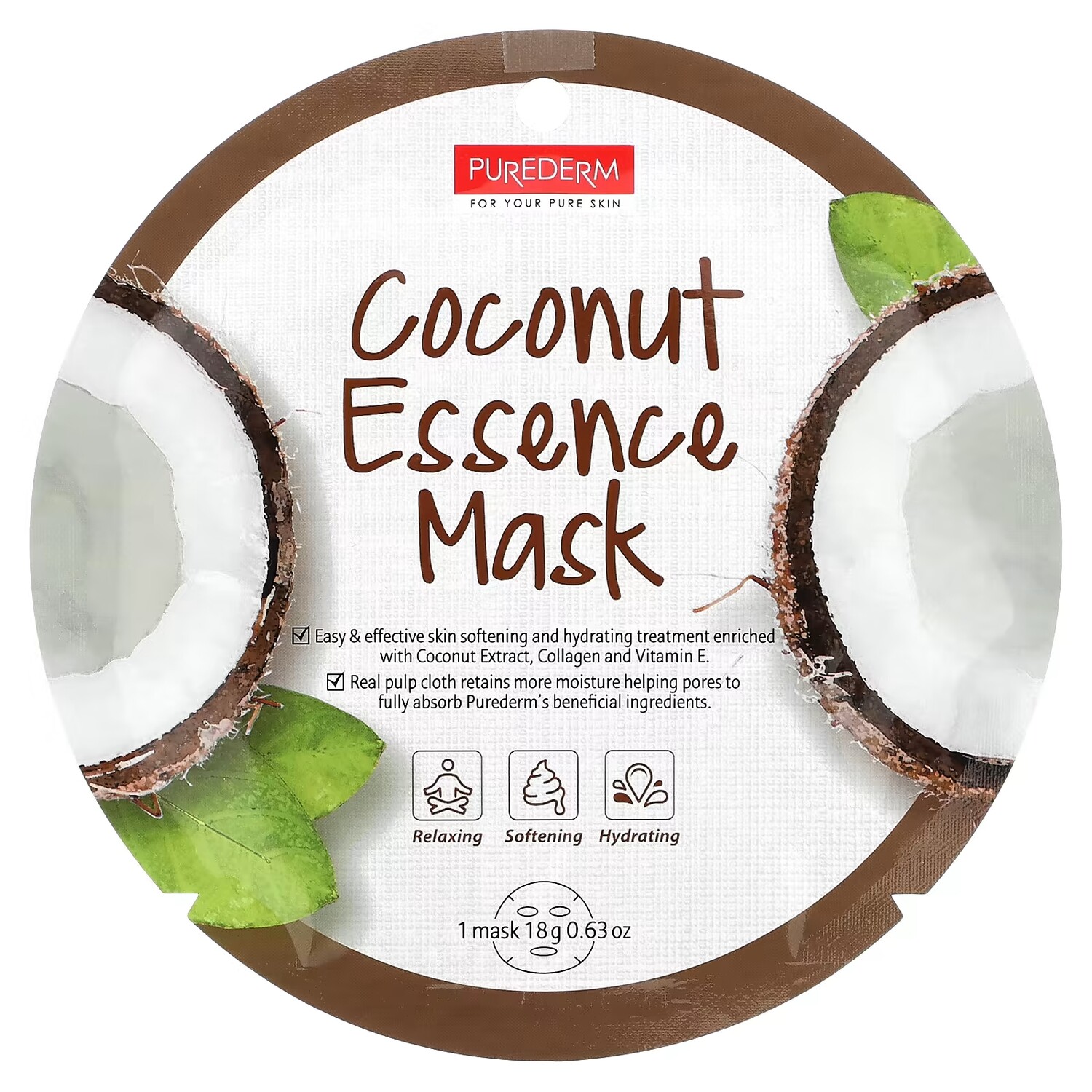 

Красота-маска Purederm Coconut Essence, 12 листов по 0,63 унции (18 г) каждый