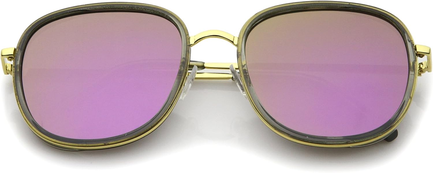 

Солнцезащитные очки zeroUV в современном стиле с металлическими дужками, цветными зеркальными линзами, квадратной формы, диаметр линз 55 мм, Smoke-gold / Purple Mirror