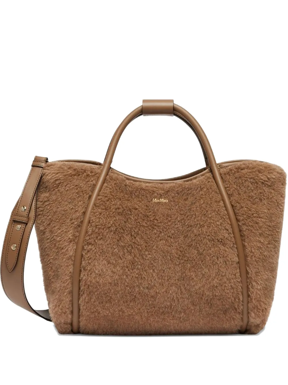 

Сумка из овчины с кожаными вставками MAX MARA, коричневый