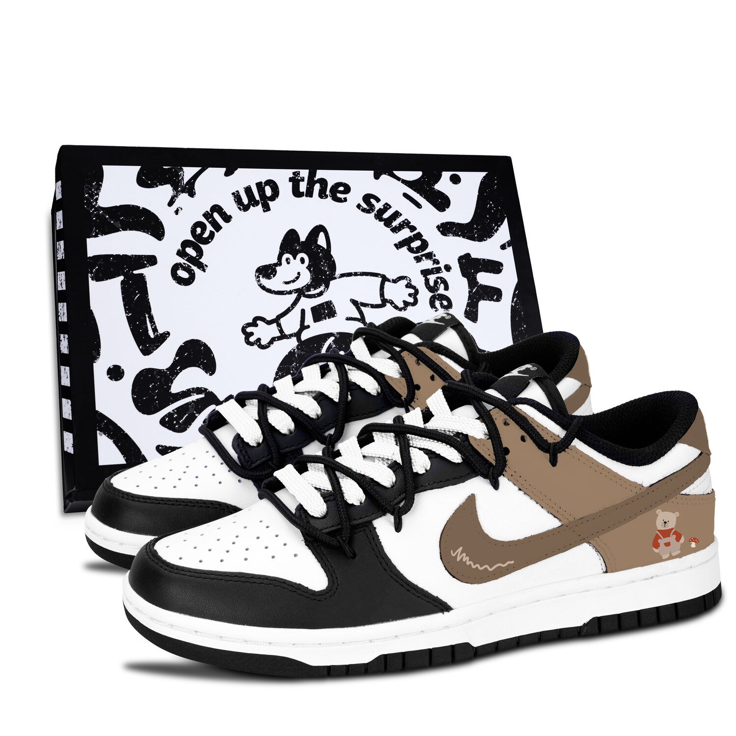 

Nike Dunk Black White, Warm Brown трендовая кожаная обувь с защитой от скольжения и износа, низкие кроссовки для скейтбординга Brown Unisex