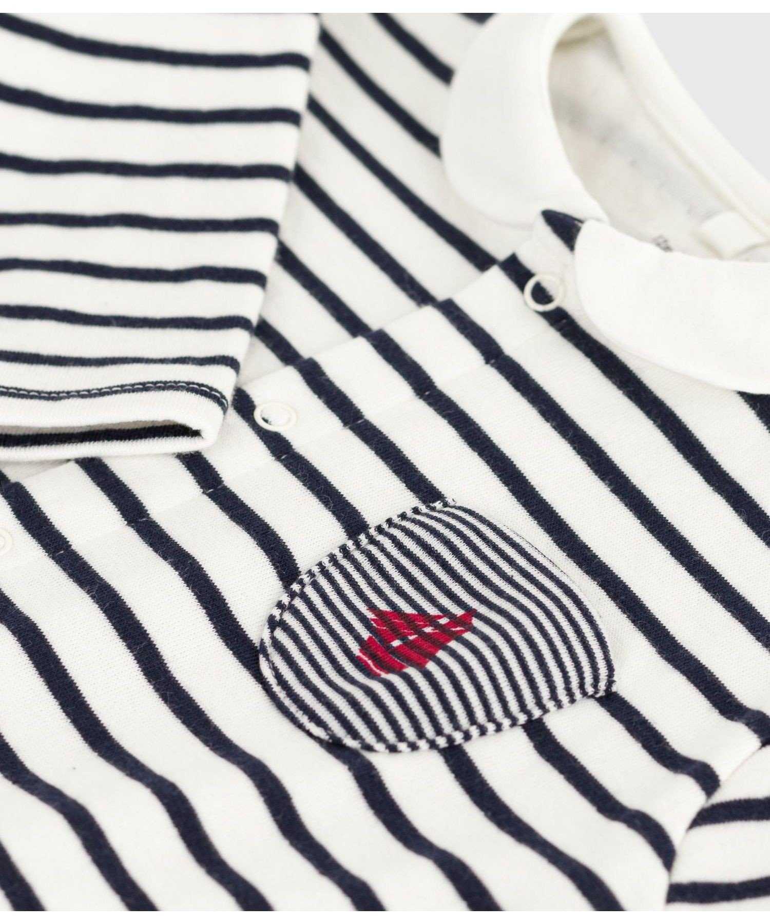 Комбинезон Комбинация Petit Bateau, Off-white/Navy — фото 2