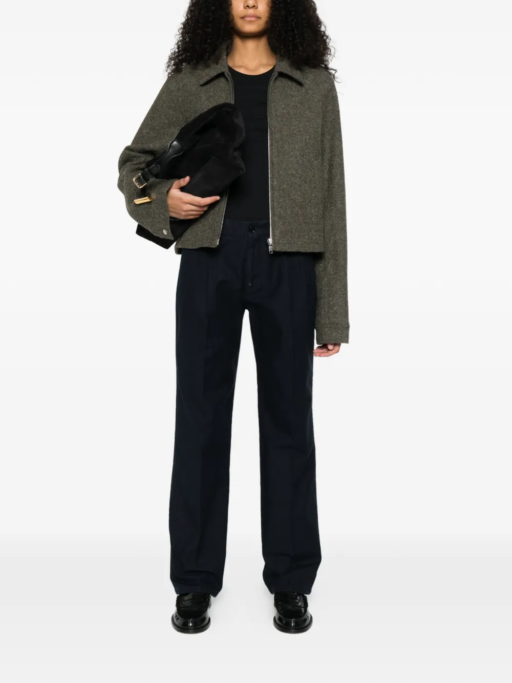 

Брюки из хлопка в складку Aspesi, черный