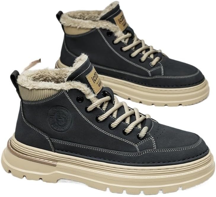 

Зимние высокие ботинки Hhhchpm для мужчин - прочная обувь для тренировок на свежем воздухе и походов, выглядят живо и с индивидуальным стилем модных кроссовок, черный