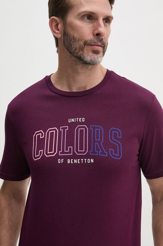 

Хлопковая футболка United Colors of Benetton, фиолетовый