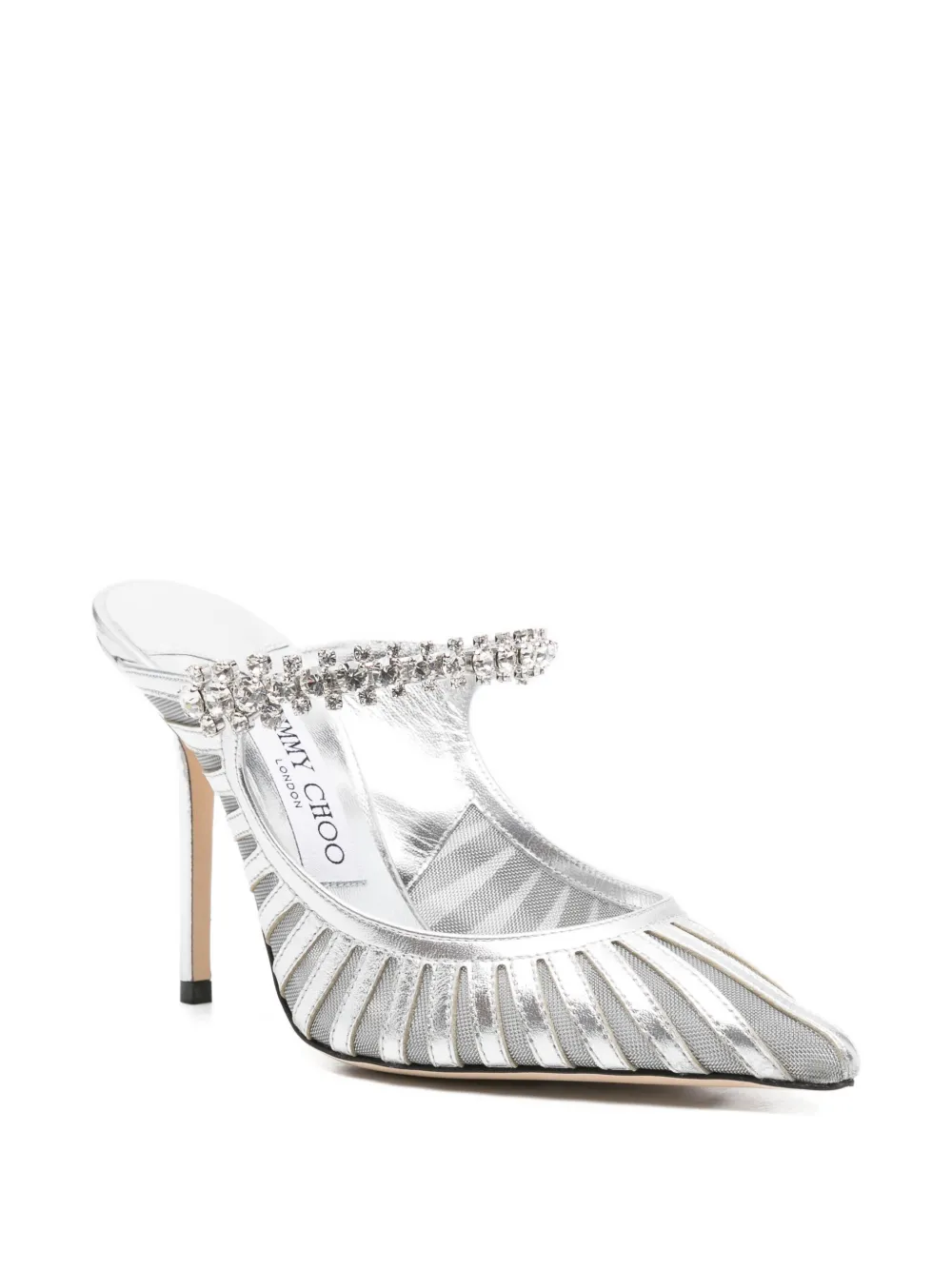 100-миллиметровые туфли Bing с кристаллами JIMMY CHOO, серебряный — фото 2