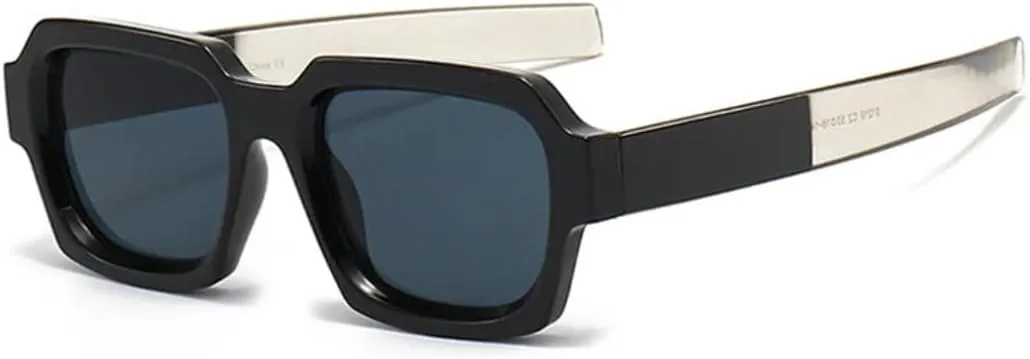 

Популярные модные квадратные двухцветные панк-солнцезащитные очки для мужчин и женщин в винтажном стиле с защитой от УФ-излучения UV400 UATXTAU, Black Gray Gray