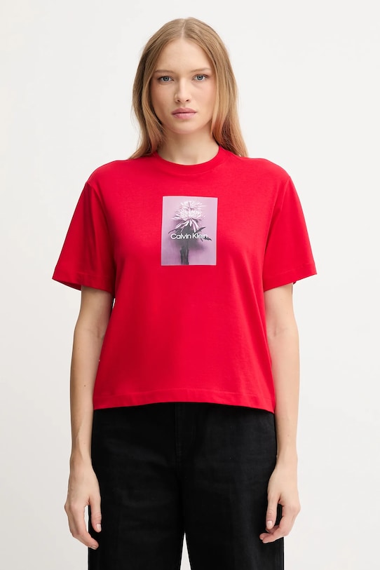 

Хлопковая футболка Calvin Klein Jeans, красный