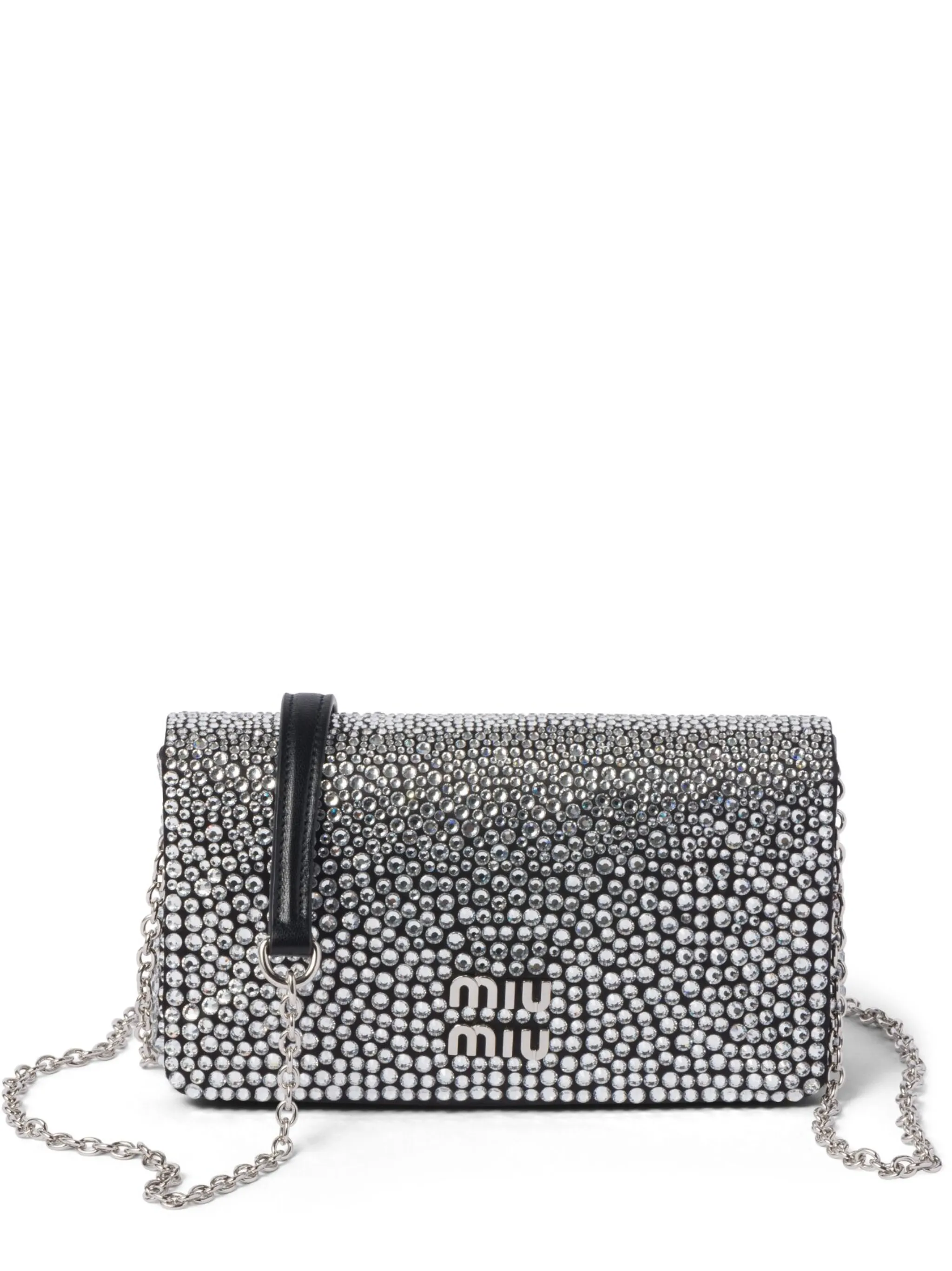 

Мини-сумка на плечо с кристаллами Miu Miu, черный