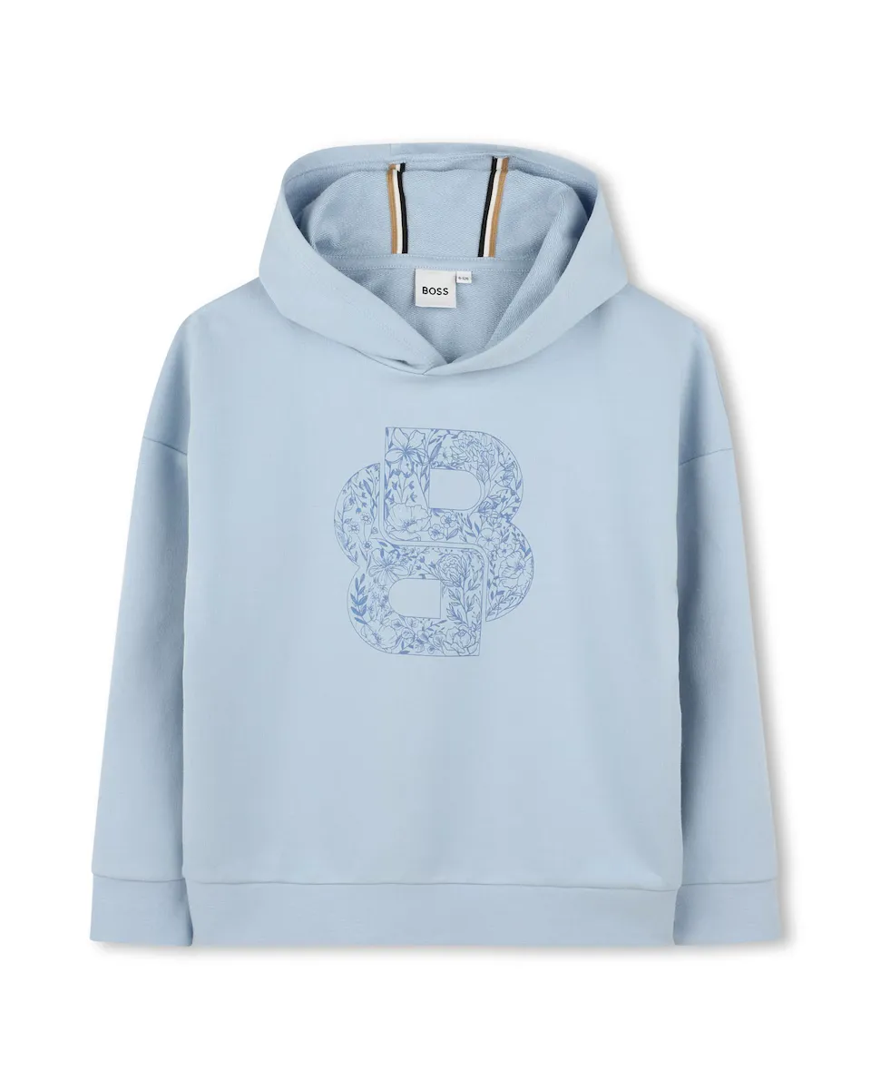 

Синяя толстовка с длинными рукавами для девочки BOSS Kidswear, бирюзовый