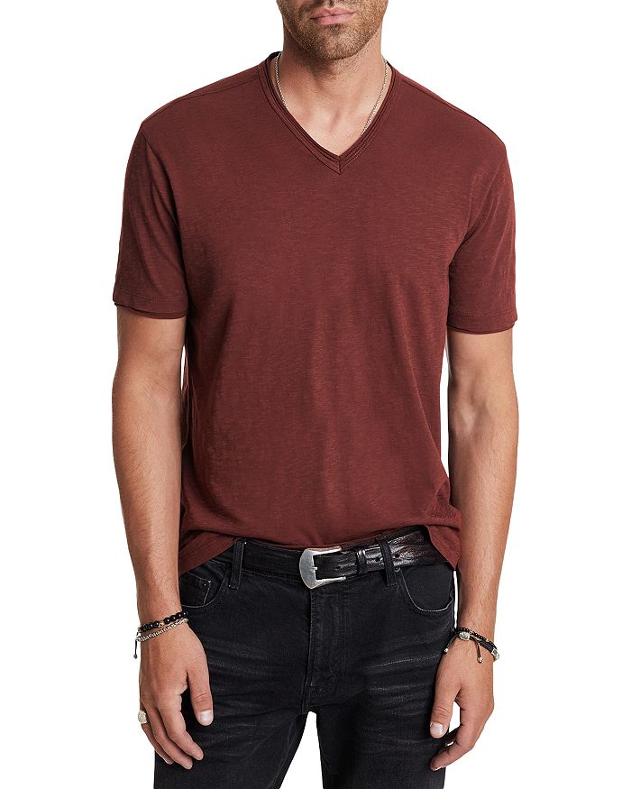 

Футболка Miles Slub с V-образным вырезом John Varvatos, красный