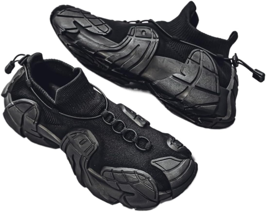 

Современные мужские кроссовки Y2K с высокой производительностью, прочным верхом из трикотажа и прочной резиновой подошвой для активного отдыха и повседневной носки Ctkvbmeoi, черный