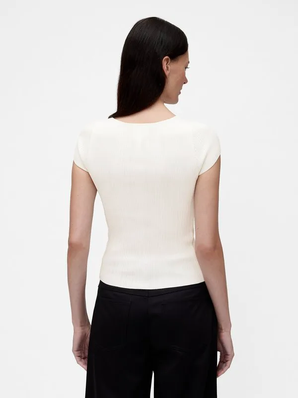 Футболка gapstudio в рубчик, базовая футболка Gap, New Off White — фото 3
