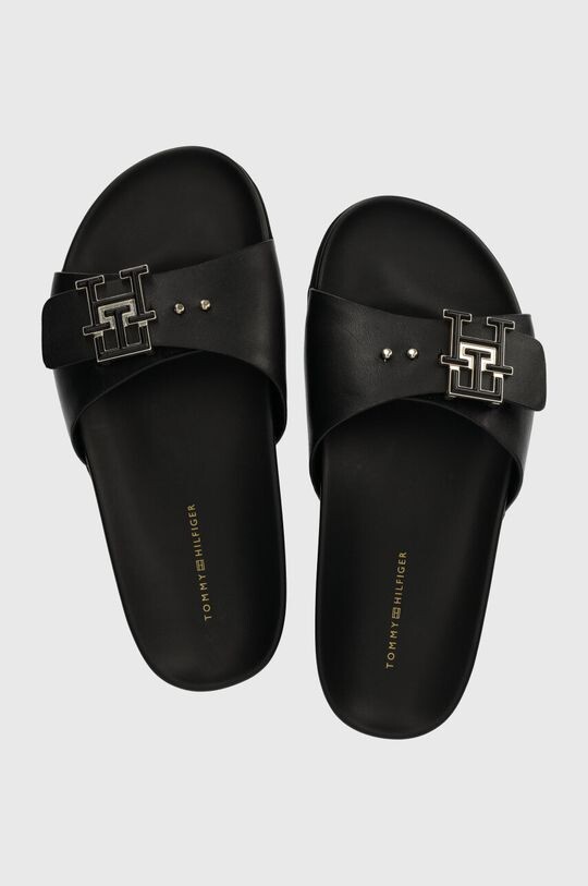 

Кожаные шлепанцы TH HARDWARE LEATHER FLAT SANDAL Tommy Hilfiger, черный