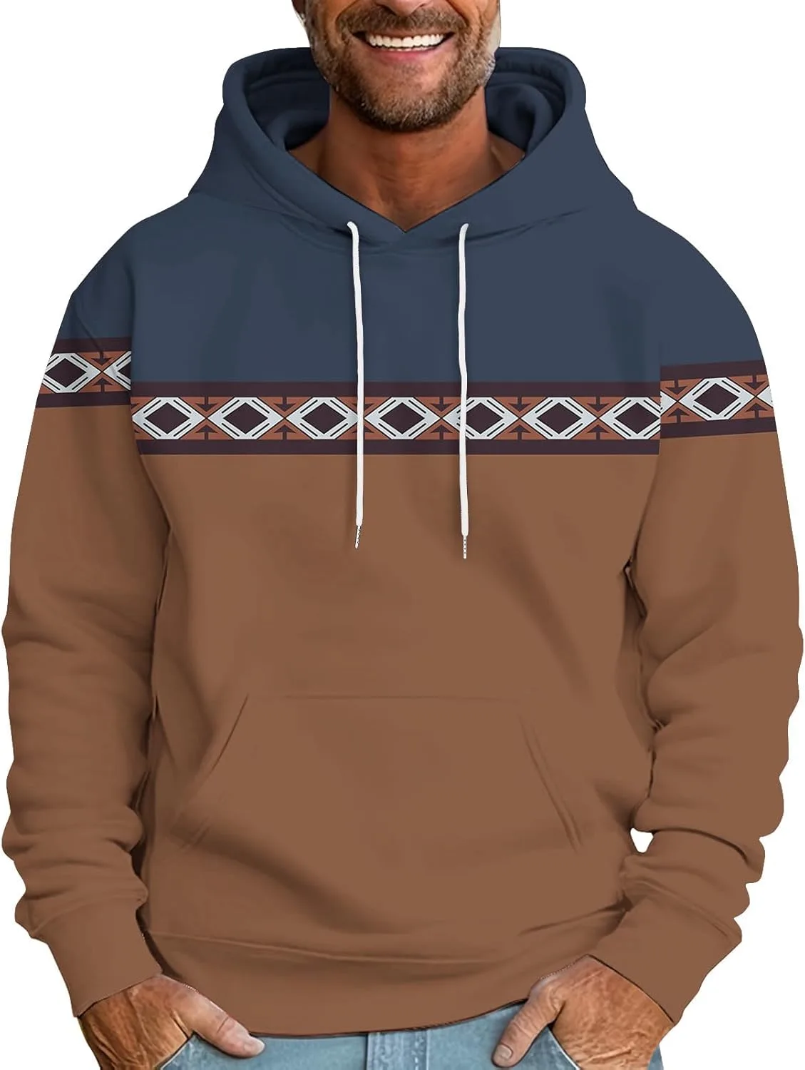 

Muscularfit Western Aztec этнический худи с капюшоном для мужчин