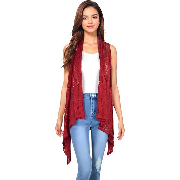 

Женский безрукавный жилет с асимметричным подолом и легким драпированным дизайном Anna-Kaci, Burgundy