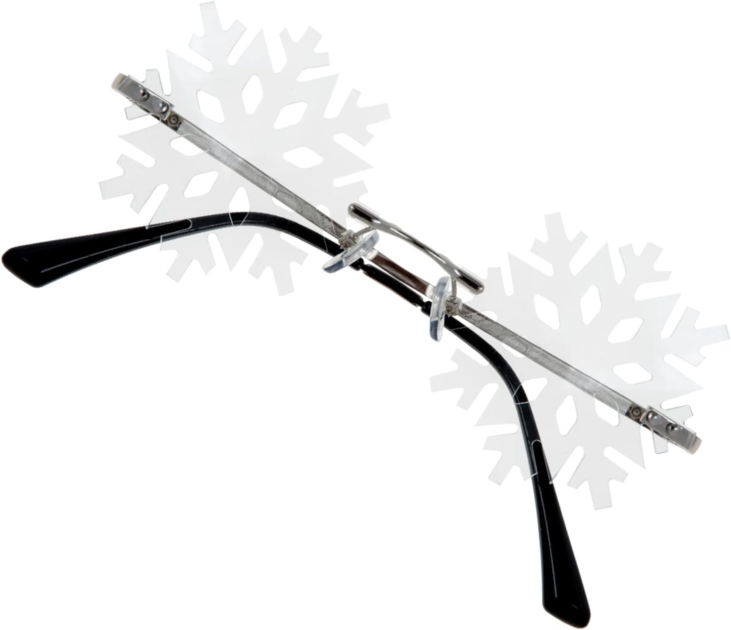 

1 пара уникальных солнцезащитных очков без оправы в виде снежинок для рождественских вечеринок, стильные очки для фестивалей, отдыха, повседневной носки, оригинальные праздничные очки WOFASHPURET, White