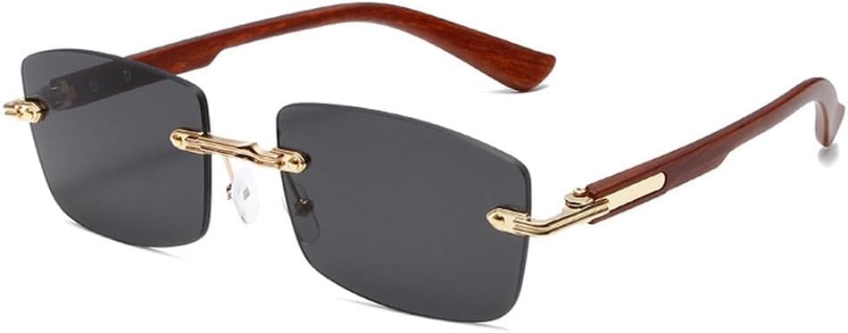 

Популярные модные женские солнцезащитные очки в винтажном стиле, без оправы, прозрачные, с градиентом цвета океана, защита от УФ-излучения UV400; мужские солнцезащитные очки в стиле панк TKKTLLT, Golden Grey