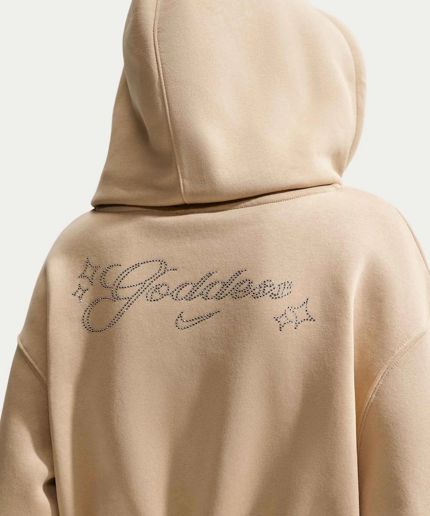 Женская свободная укороченная толстовка на молнии Nike Sportswear Phoenix Fleece IQ1256-248, цвет лен. — фото 2
