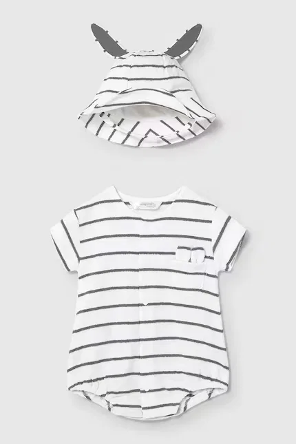 Комбинезон и шапочка с узором Mayoral Newborn, белый
