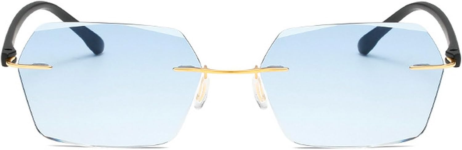 

Модные солнцезащитные очки без оправы, многоугольные, квадратные, женские, ретро, ​​с прозрачными линзами с градиентом, защита от УФ-излучения UV400, мужские солнцезащитные очки в тренде mincl, Blue