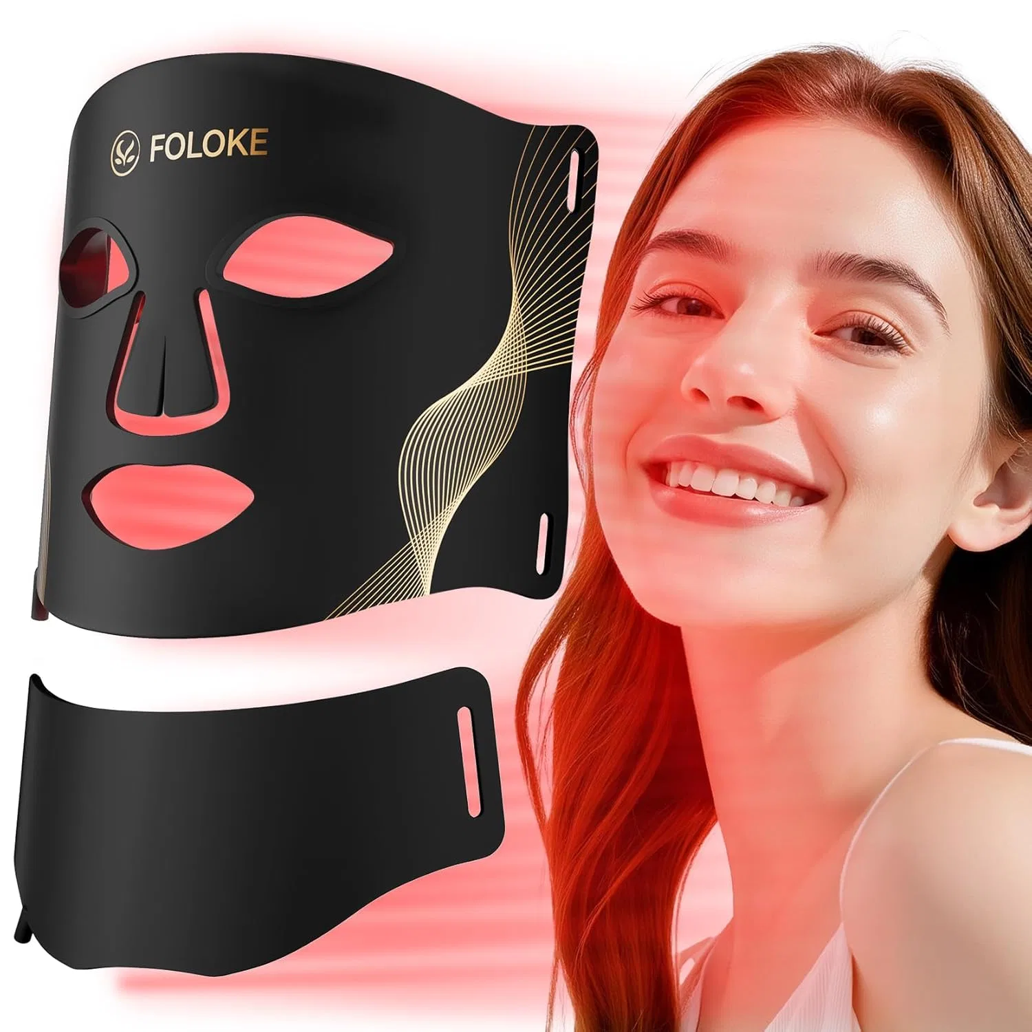 Маска для лица Foloke — LED- с 7 цветами и для шеи от , Black Gold, 140 г