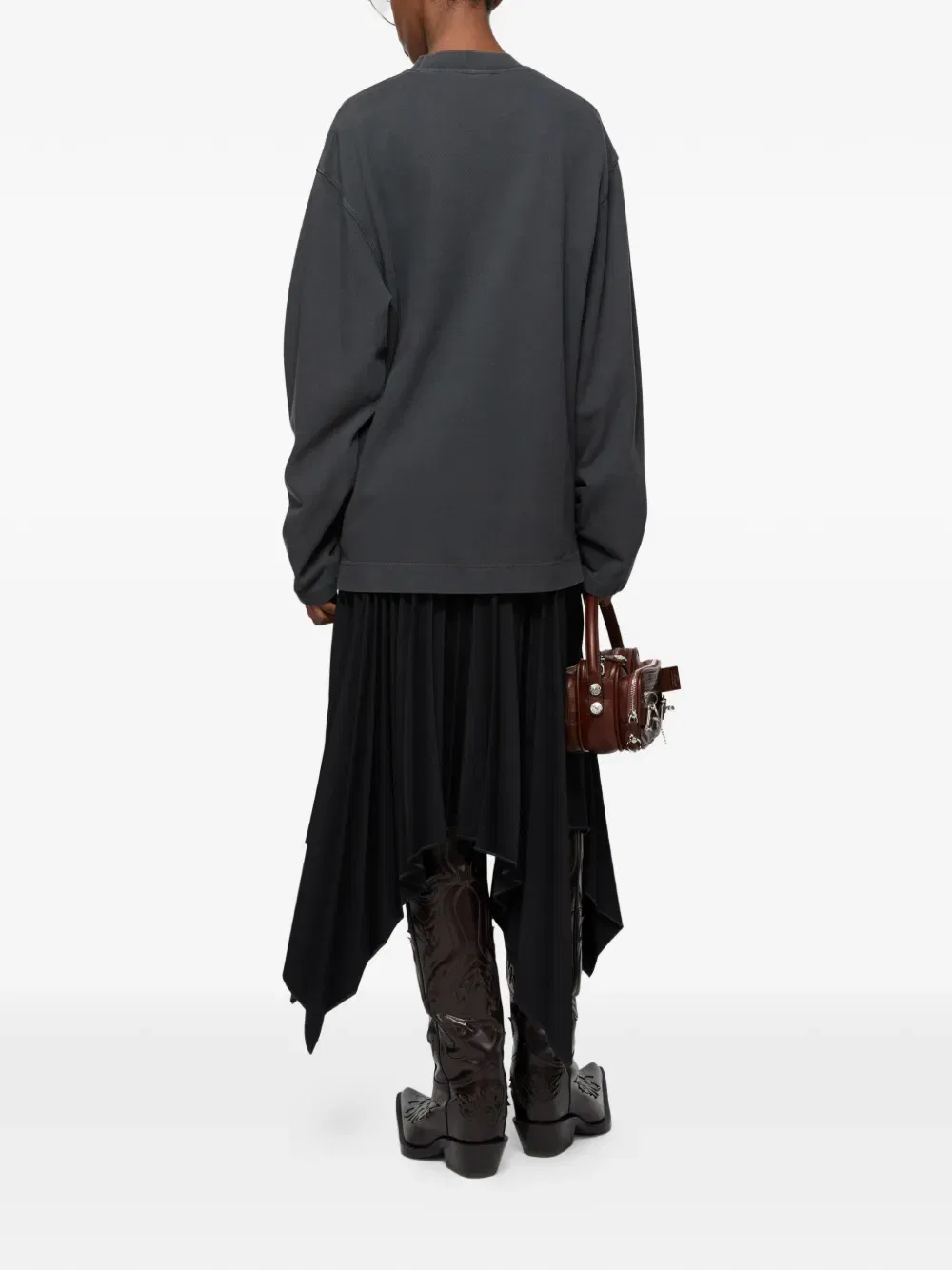 Футболка с длинными рукавами и логотипом Acne Studios, серый — фото 4