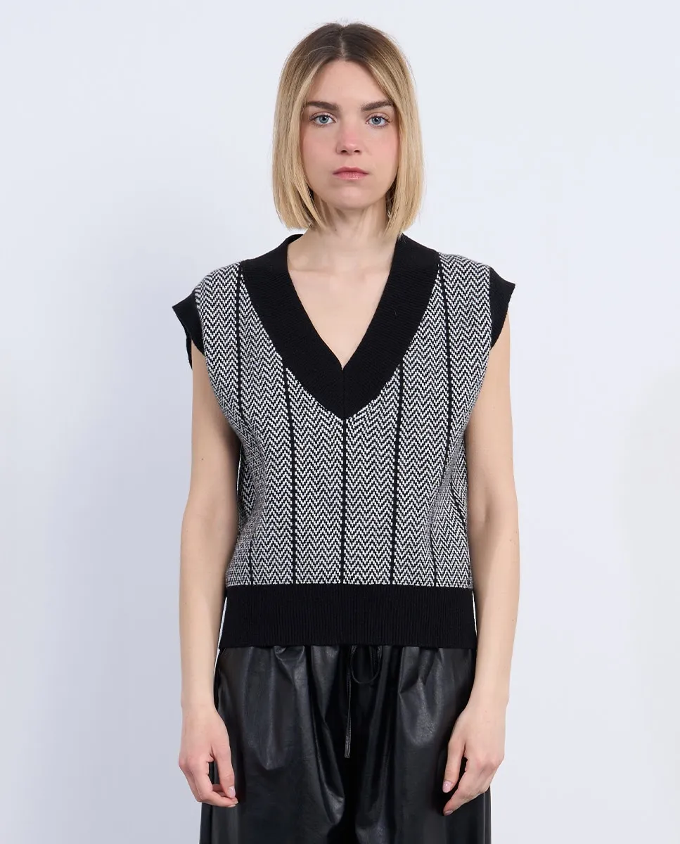 

Женский джемпер без рукавов с графическим принтом Lili Sidonio, черный/белый