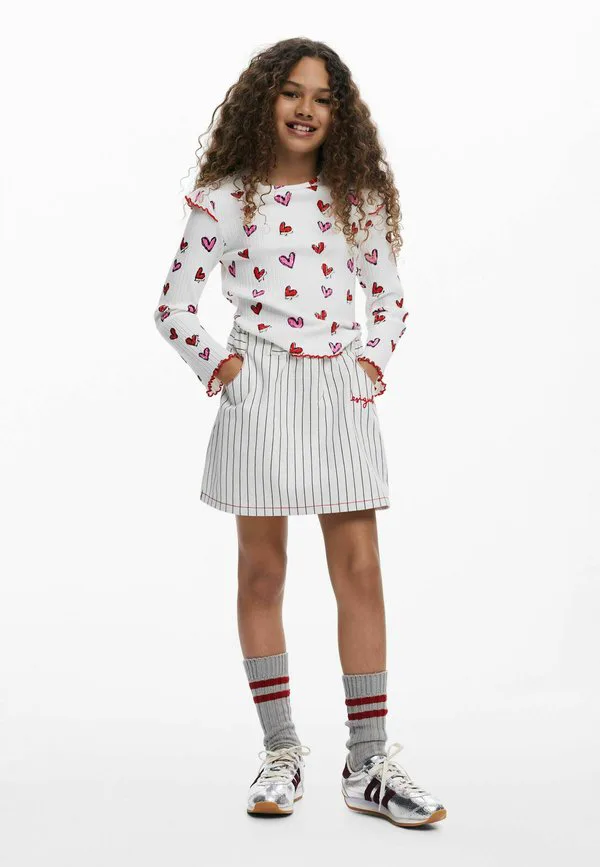 Топ с длинными рукавами и сердечками Desigual, White