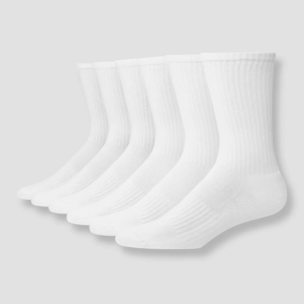 

Мужские носки Hanes Premium Performance Cushioned Crew Socks для больших и высоких ног, 6 пар, цвет White
