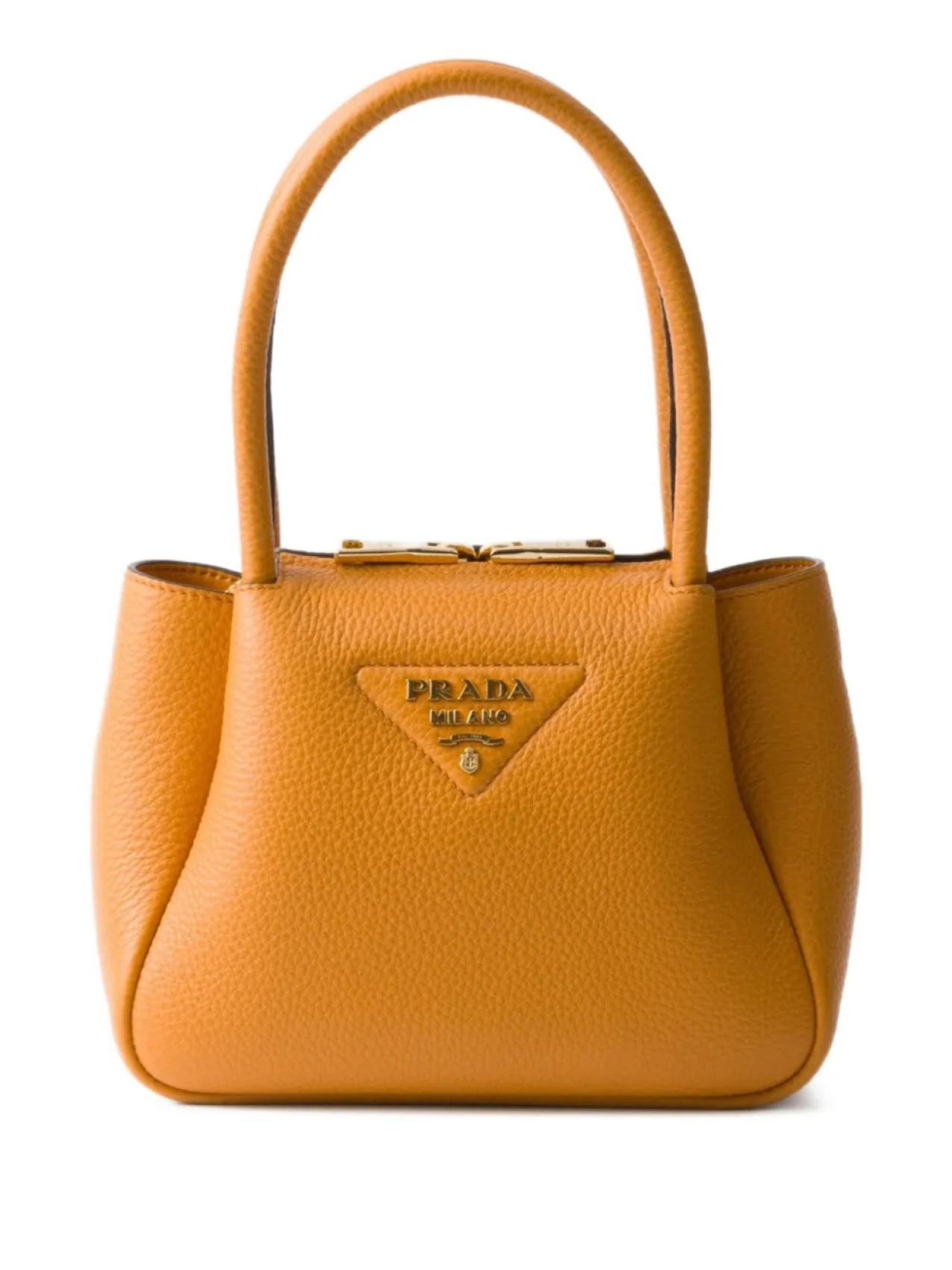 

Мини-сумка-тоут из кожи Prada, коричневый