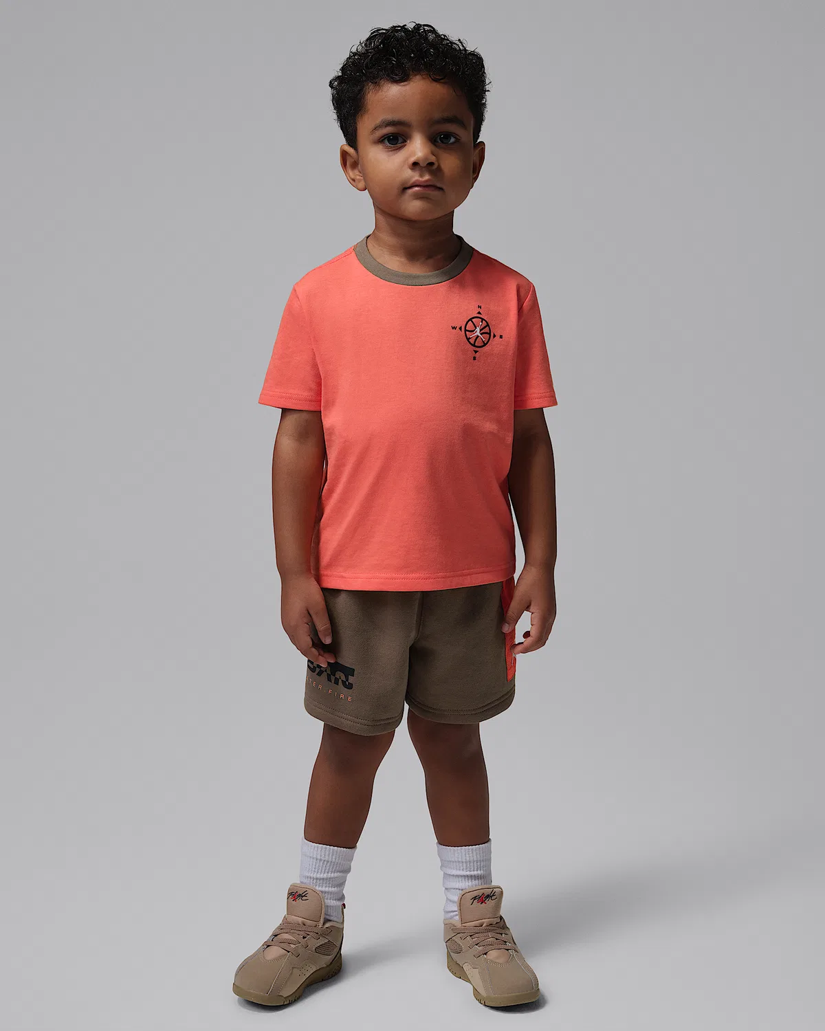 Детский комплект из флисовой кофты и шорт с принтом Jordan Toddler Hike Mike 2-Piece, Grey