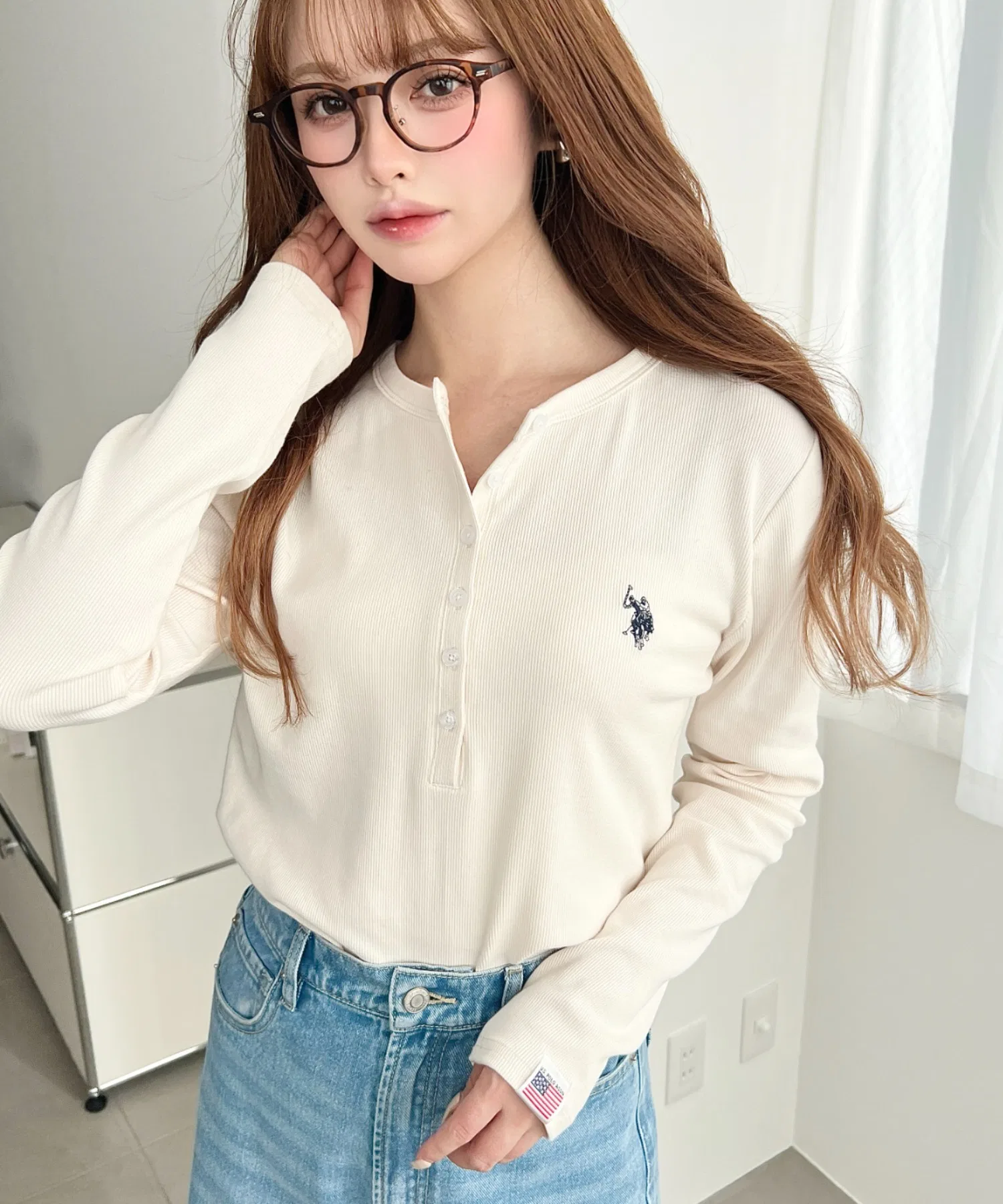 Женская футболка U.S. POLO ASSN. с длинным рукавом и принтом — фото 4