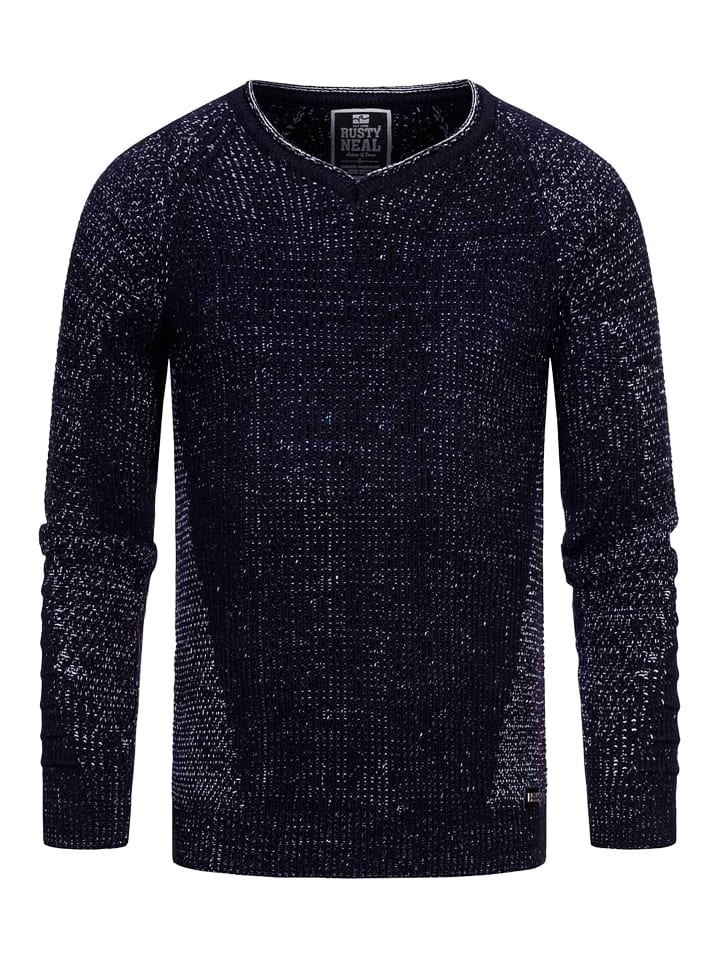 

Облегающий свитер крупной вязки с V-образным вырезом темно-синего цвета Rusty Neal